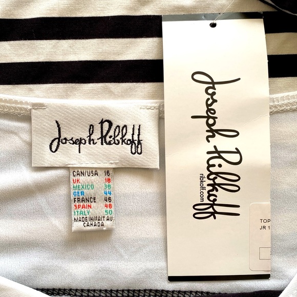 JOSEPH RIBKOFF LACE DETAIL🖤BLACK & WHITE🤍STRIPED WOMEN TOP PLUS SIZE 16🌟NWT🌟 - Picture 9 of 12